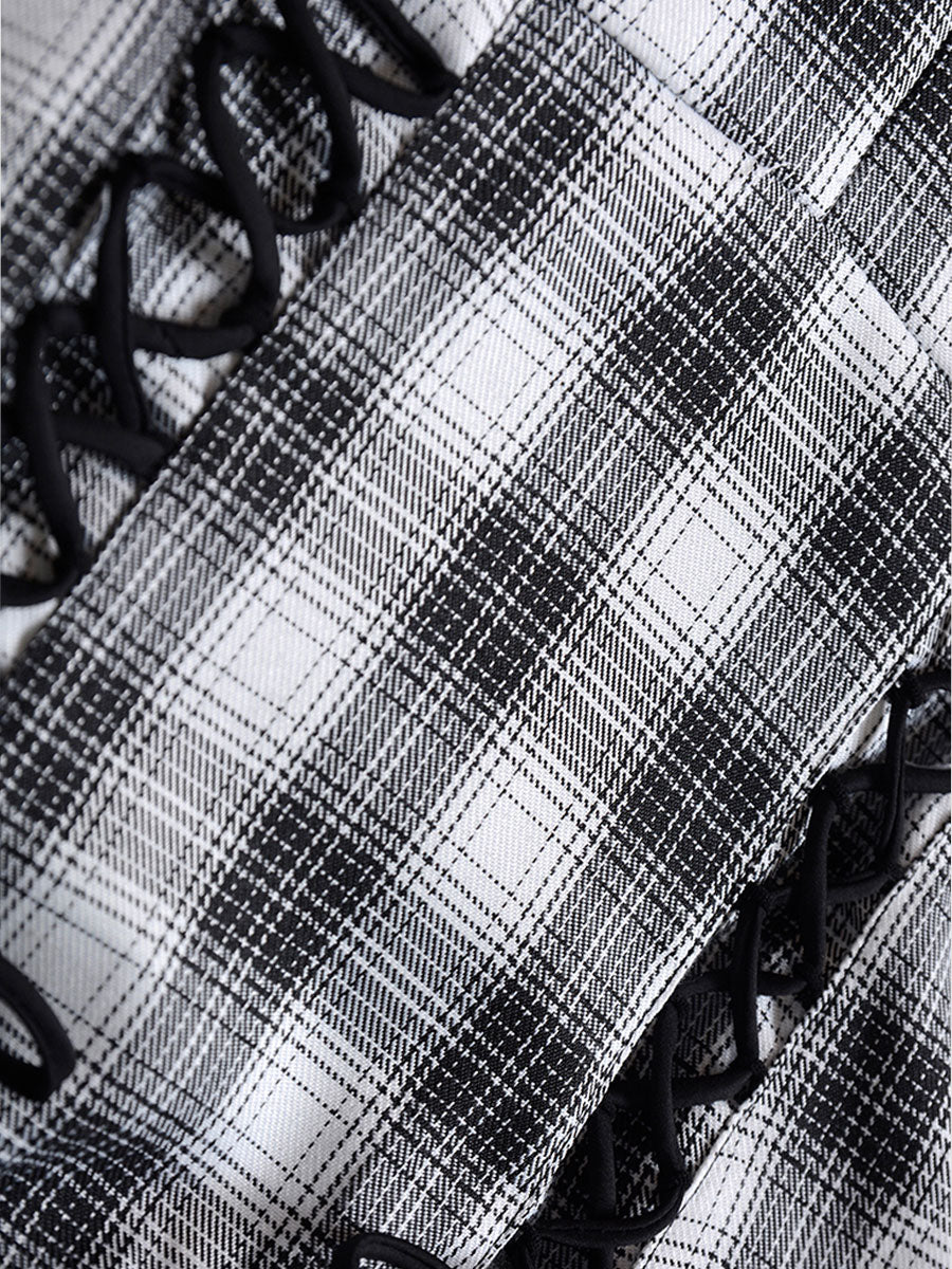 Black And White Plaid Diamond Cake Dress