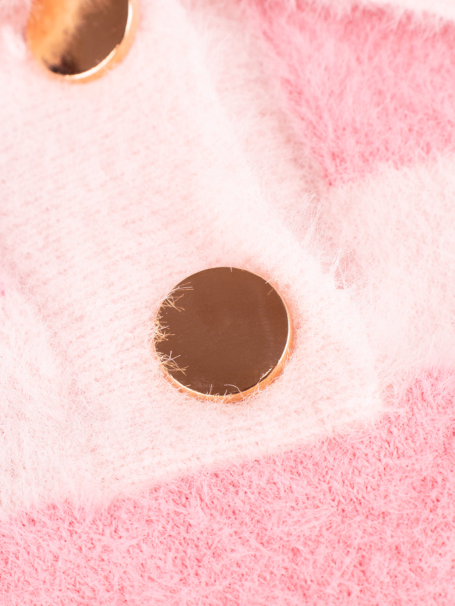 Faux Mink Striped Polo Barbie Shirt Top