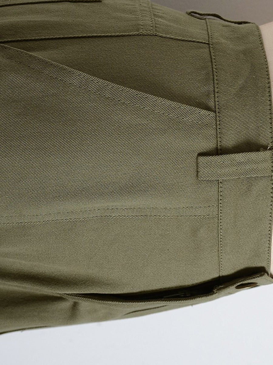 Military Green Casual Workwear Pants