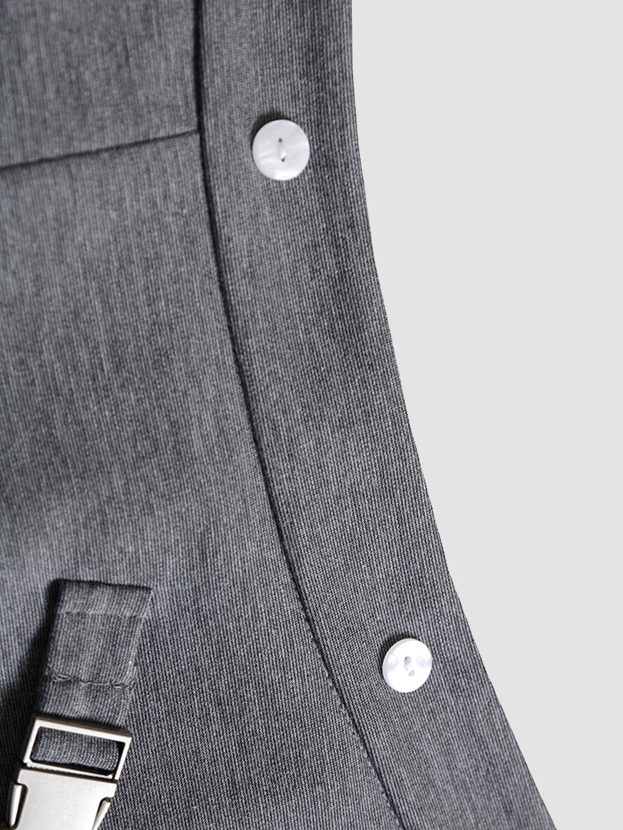Grey Polo Neck Top&Skirt Set