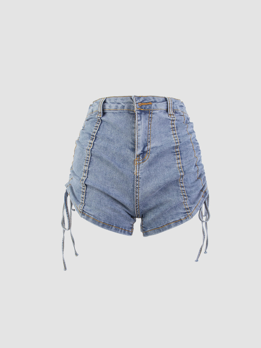 Sexy Drawstring Lace-up Denim Shorts