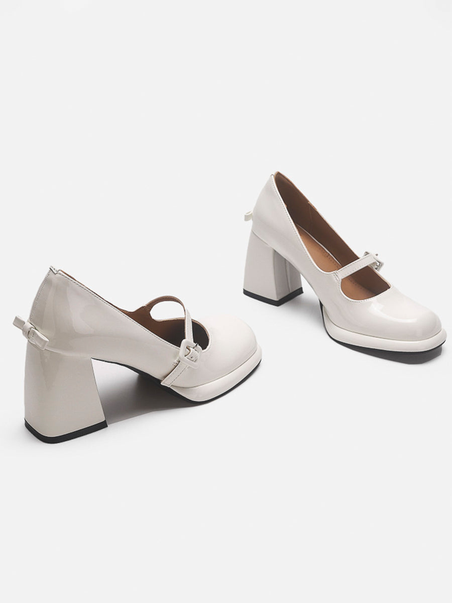 Chunky Heeled Ankle Strap Mary Jane Pumps