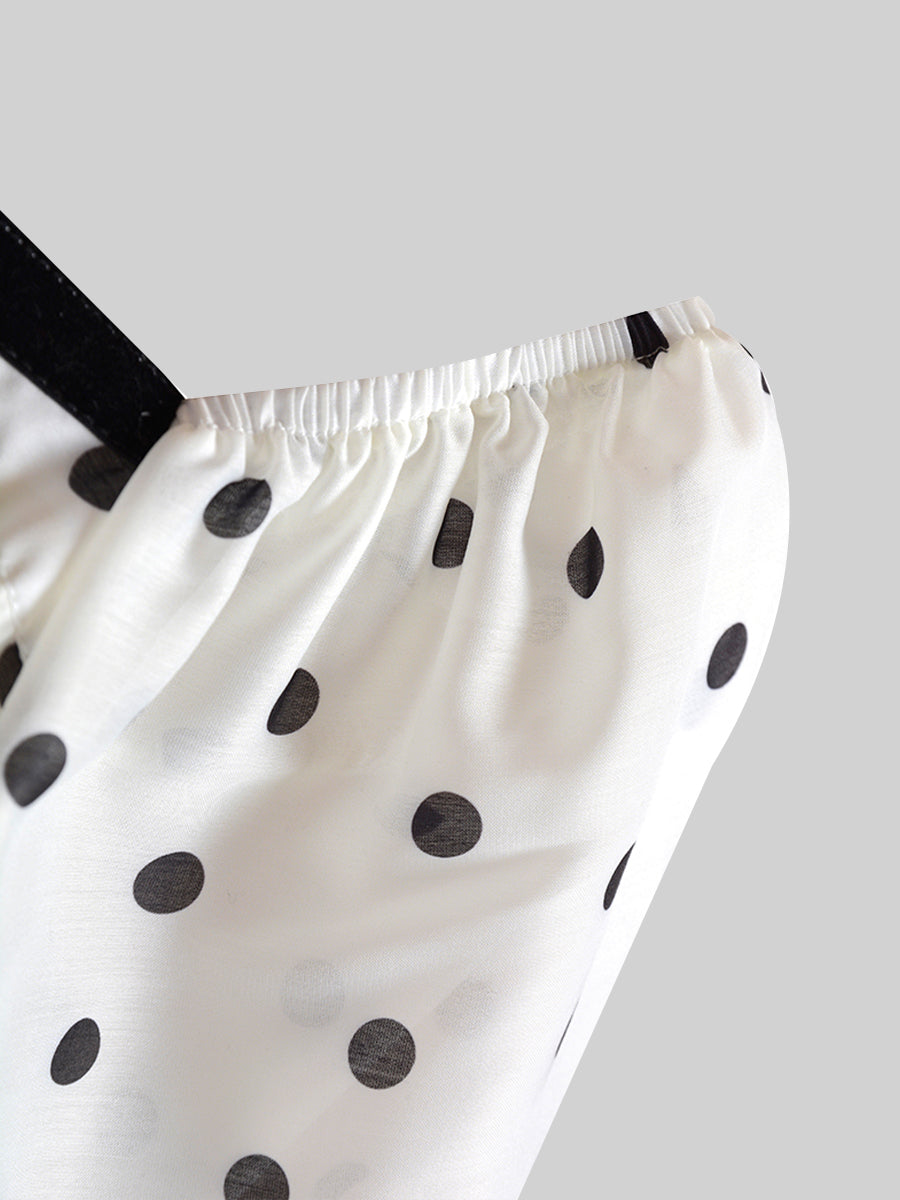 Black And White Polka Dot Chiffon Top