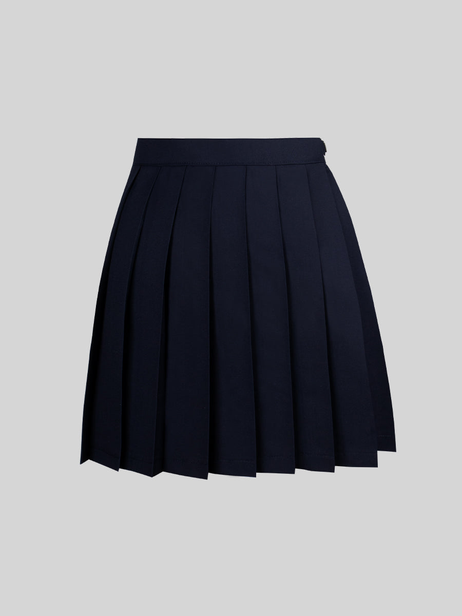 JK Uniform Badge Top + Pleated Skirt Set
