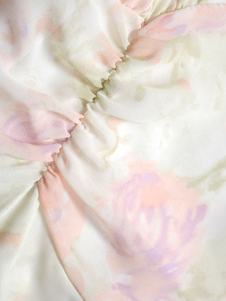 Summer Irregular Floral Chiffon Dress
