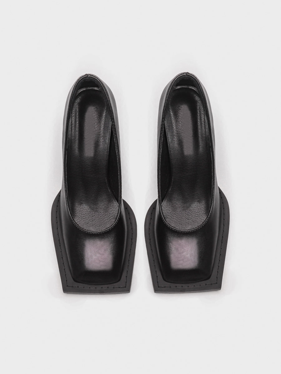 Chunky Heeled Square Toe Pumps