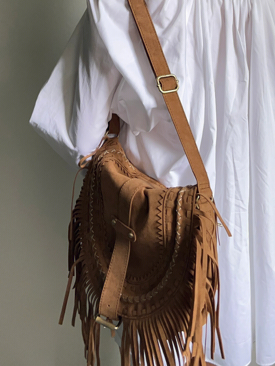 Faux Suede Crossbody Bag Hundred Shoulder Bag