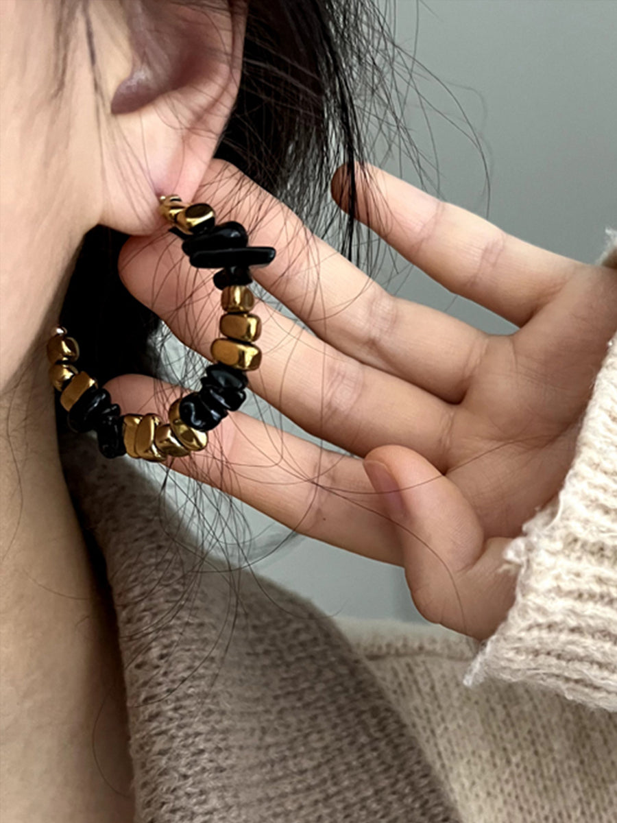 Irregular Little Square Circle Earrings