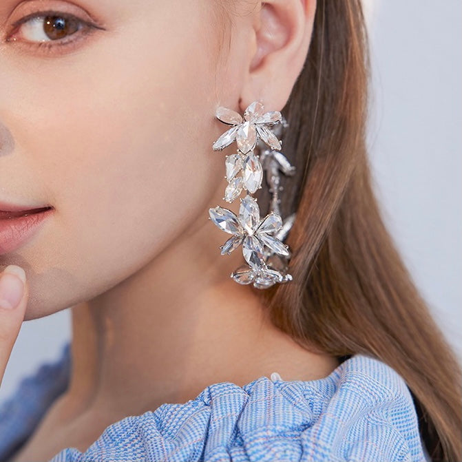 Two-color Flower Round Earrings