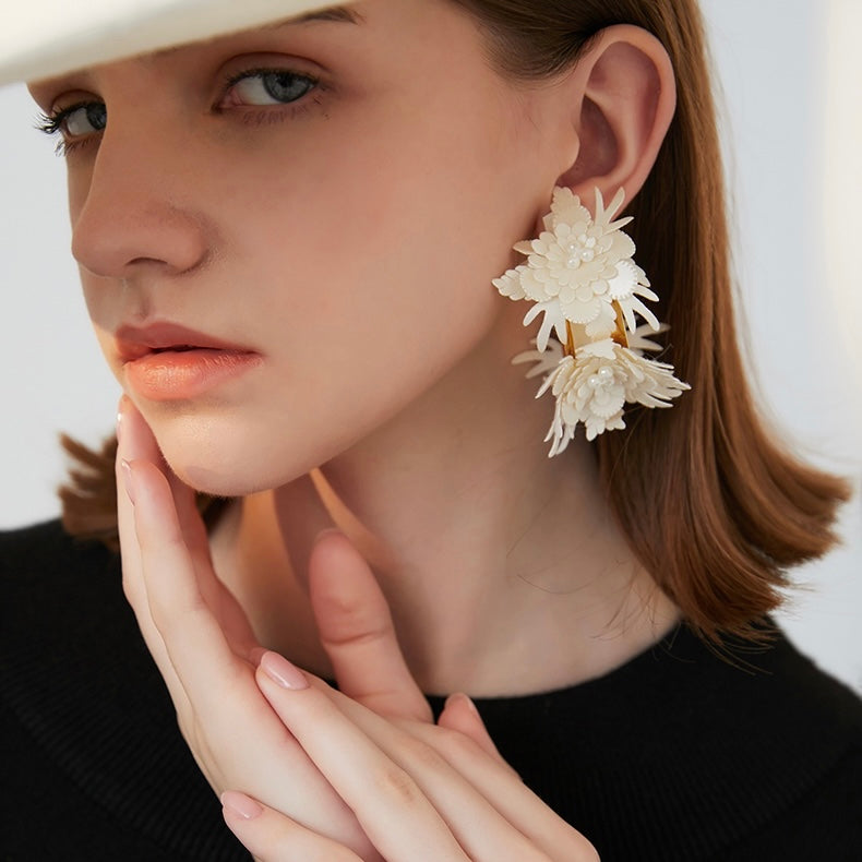 Fabric Flower Earrings