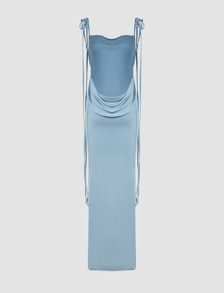 Solid Backless Cami Dress