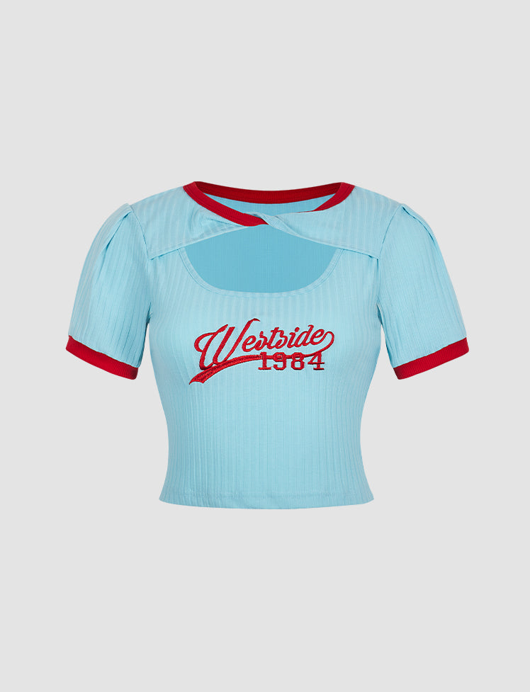 Color-block Cutout Tee Top