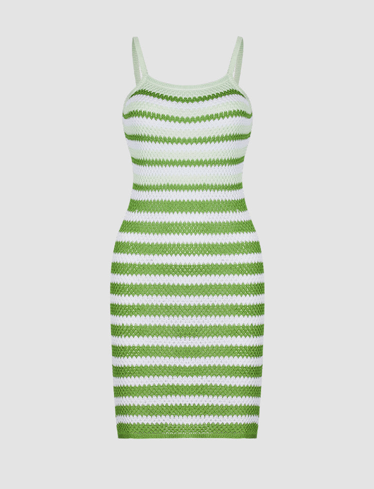 Color Crochet Stripe Cami Dress