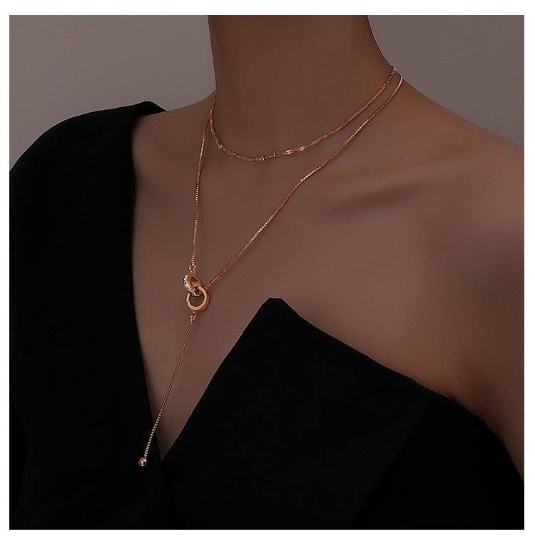 Double Tassel Ring Necklace