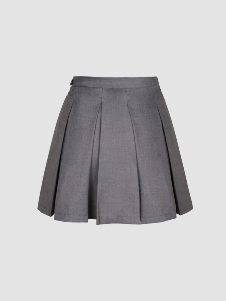 Grey Pleated Skirt