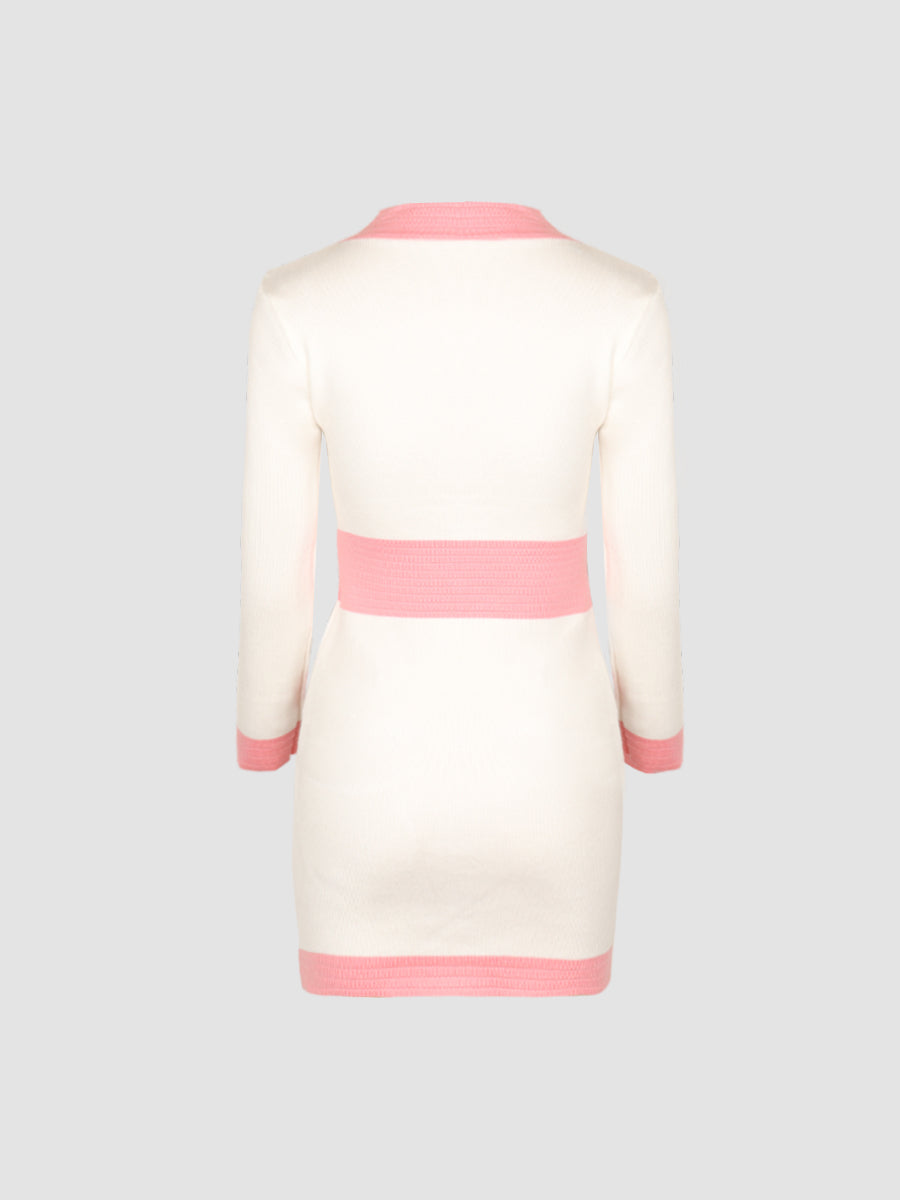 Pink & White Knitted Dress