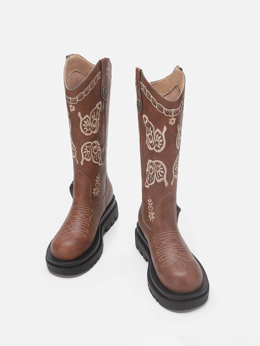 Stitching Embroidered Butterfly Boots