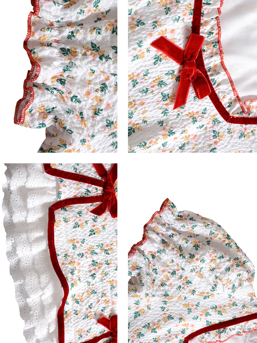 Sweet Bow Lace Floral Dress