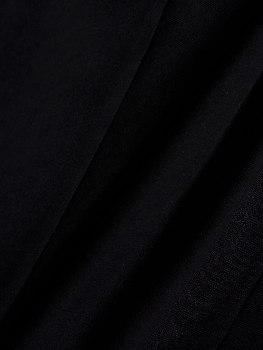 Suit Bow Tied Waist Black Dress