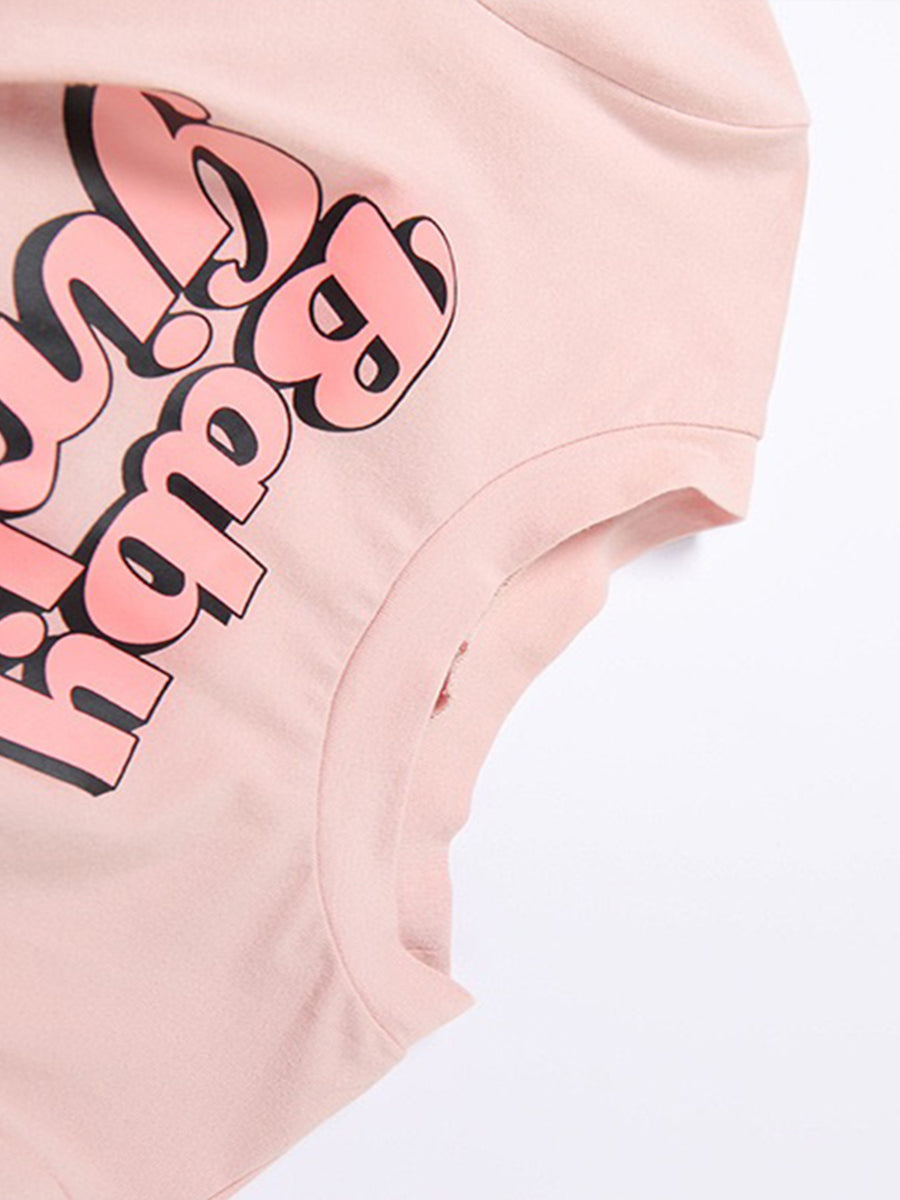Cute Strappy Letter Print Crop Top