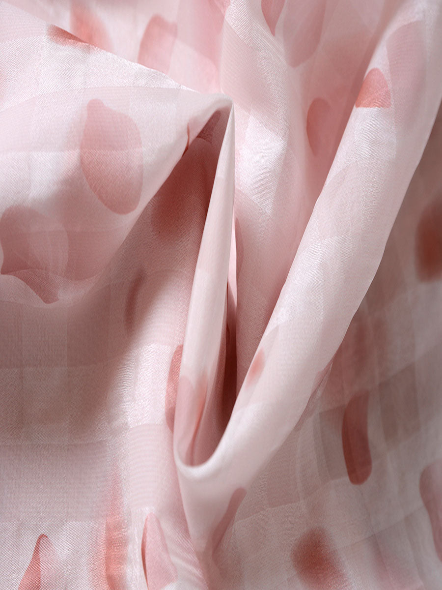 Gentle Pink Floral Chiffon Midi Dress