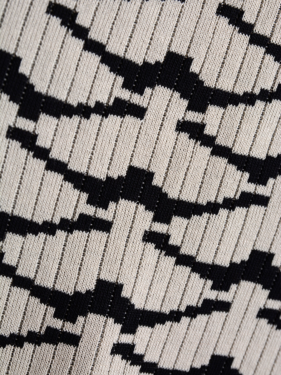 Wave Polo Collar Knitted Dress