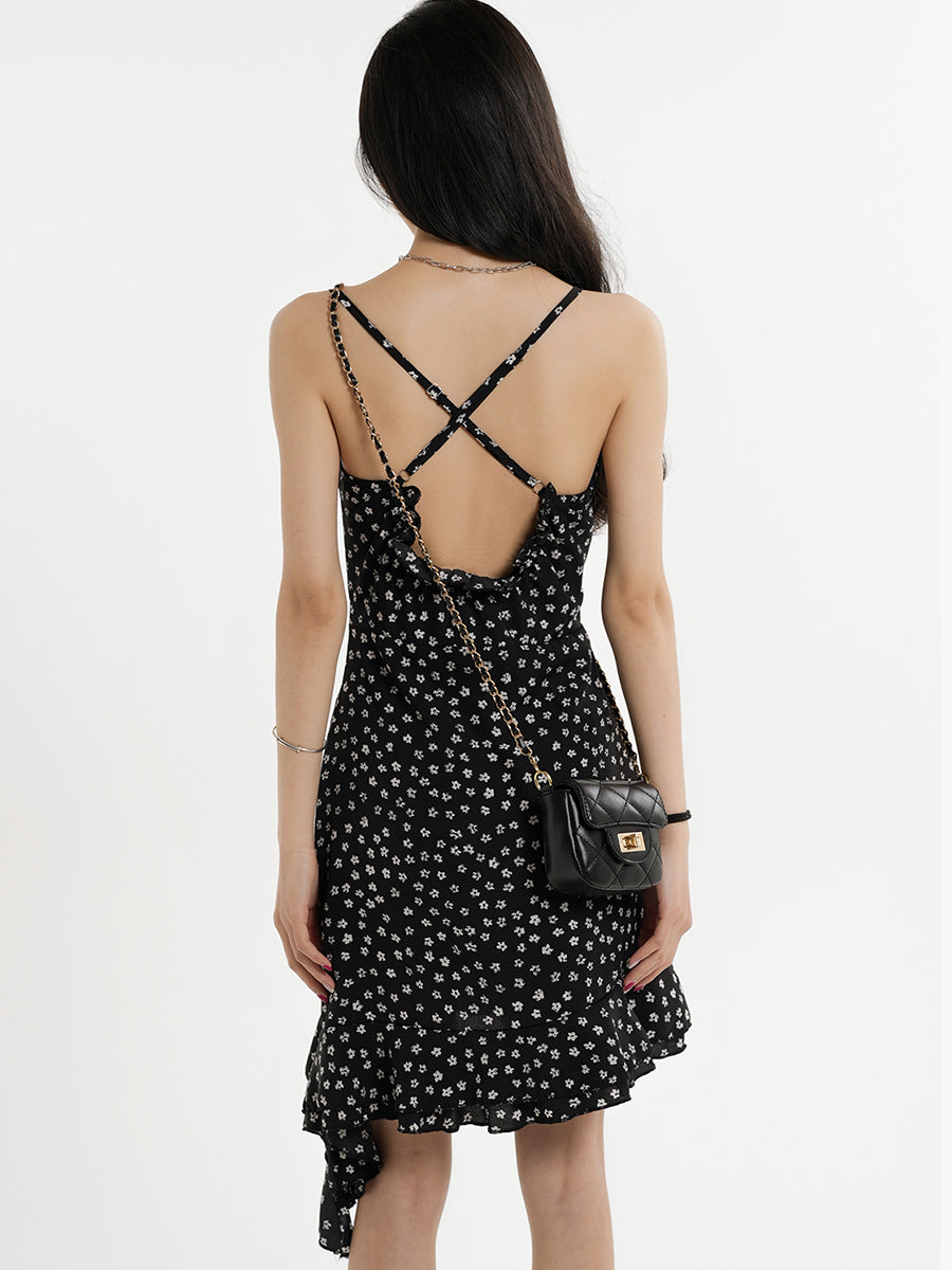 Irregular Floral Camisole Dress
