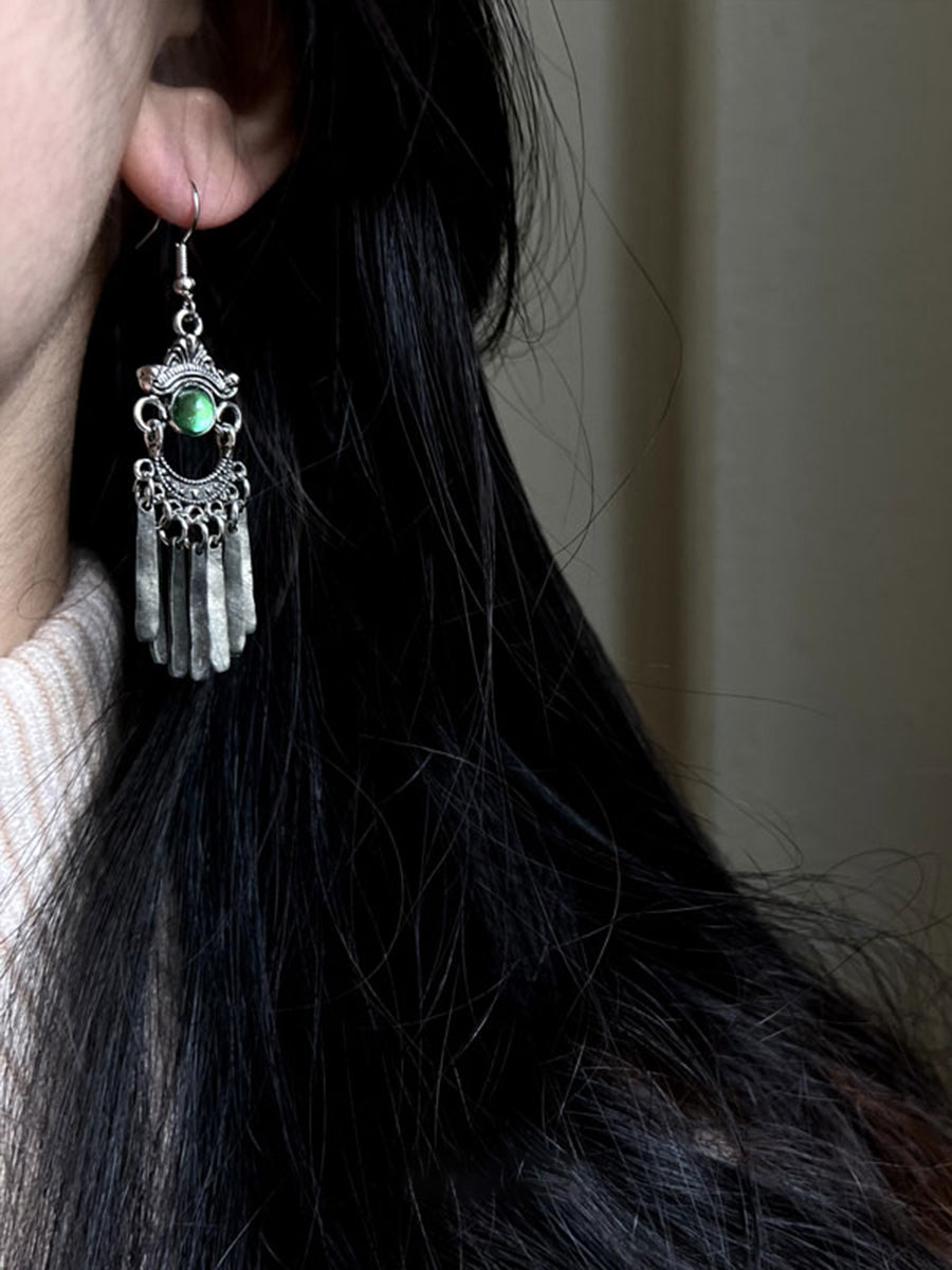 Dreamcatcher Tasseled Bronze Earrings