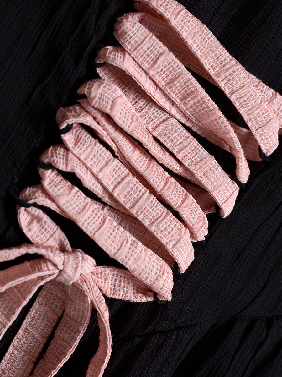 Knitted Polo Black And Pink Cake Dress