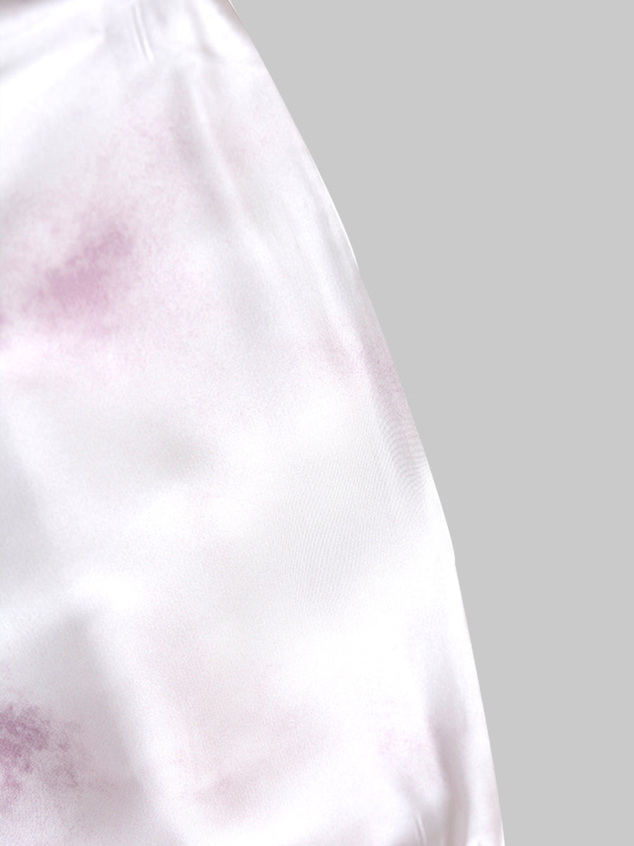 Satin Hollow Print Halter Dress