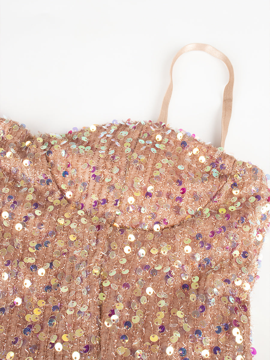 Champagne Sequin Camisole Dress