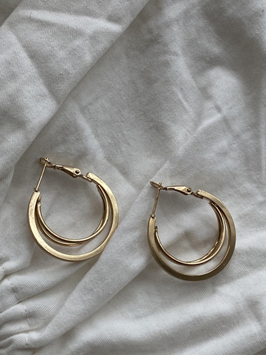 Dual Circle Gold and Silver Earrings