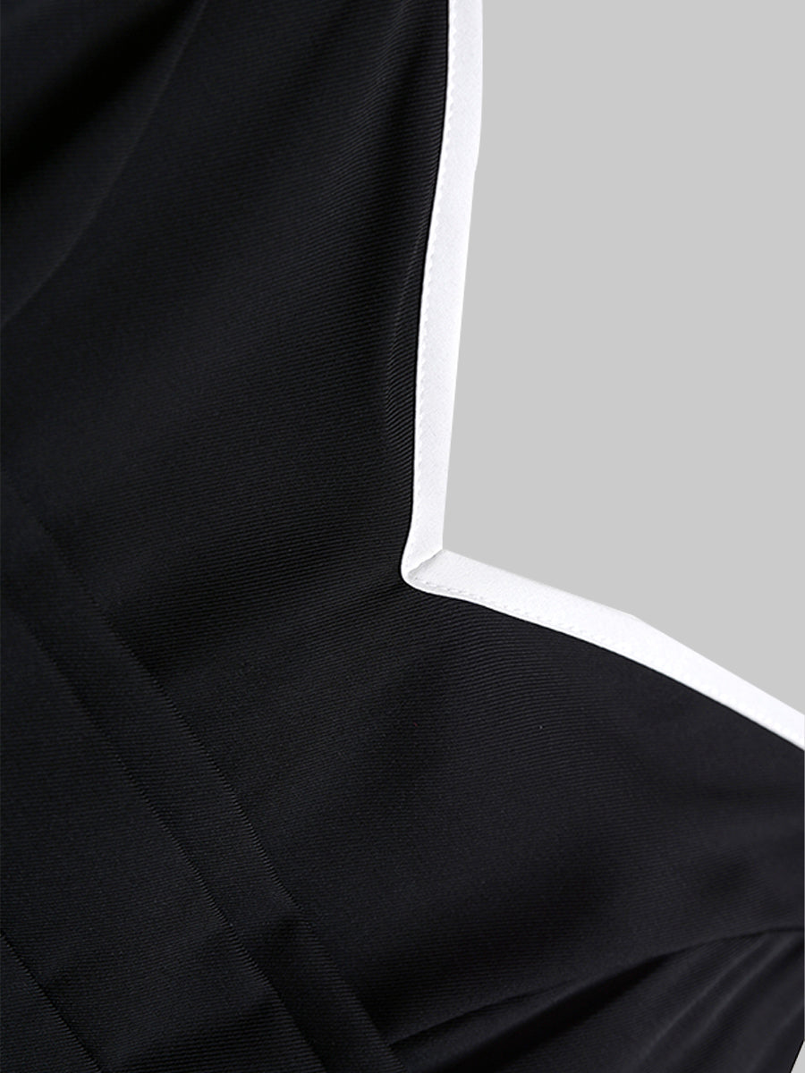 Hepburn V-neck Black Halter Dress