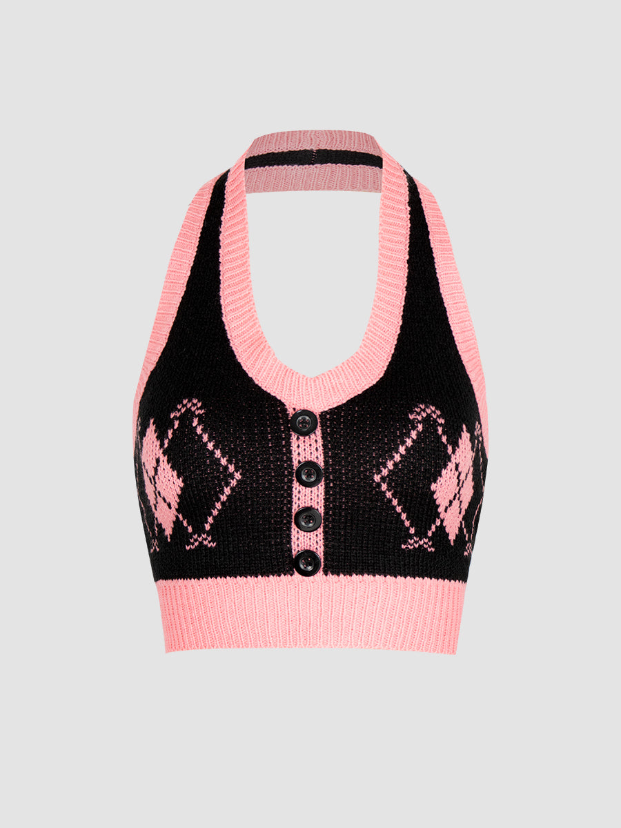 Knitted Cardigan + Hanging Neck Camisole + Skirt Three Piece Set