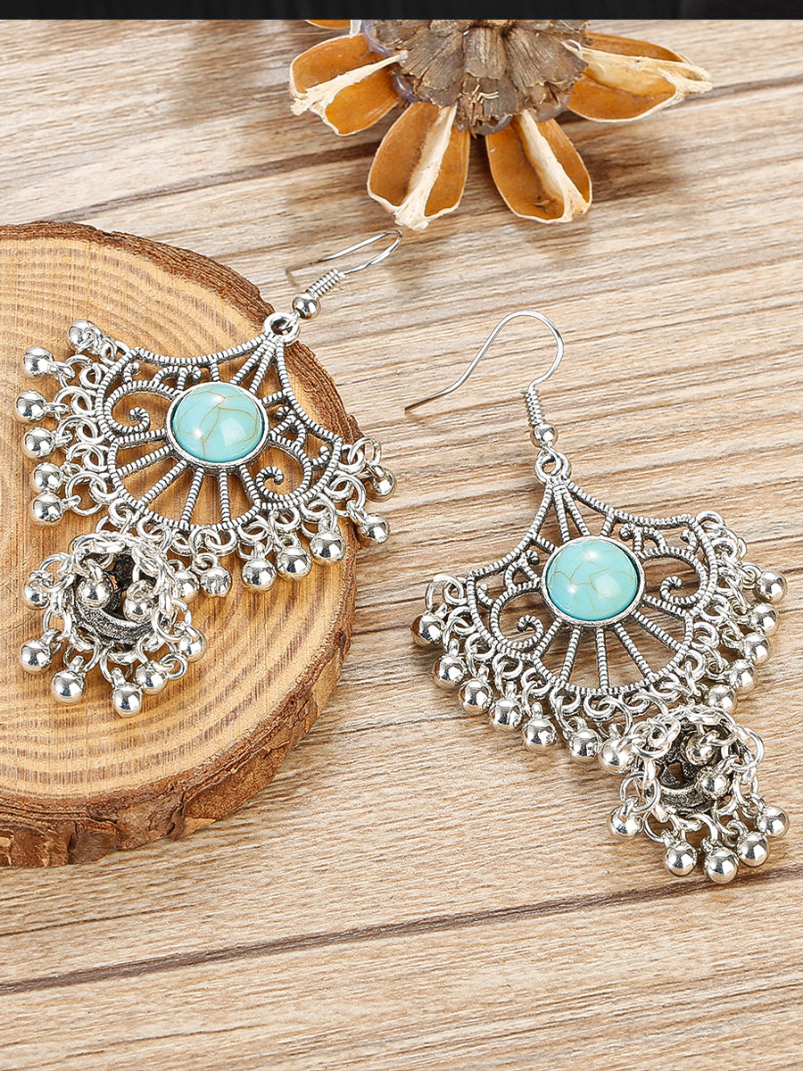 Bohemian Tassel Faux Malachite Earrings