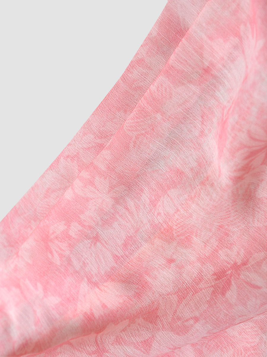 Chiffon Floral Printed Pink Dress