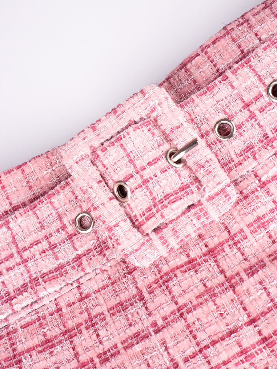 Pink Sequin Pleated Skirt