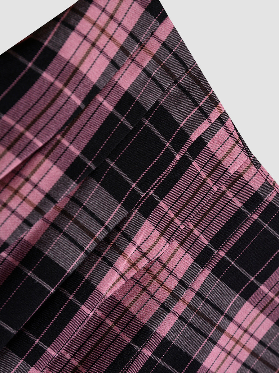 Kpop Purple Plaid Camisole&Skirt Set