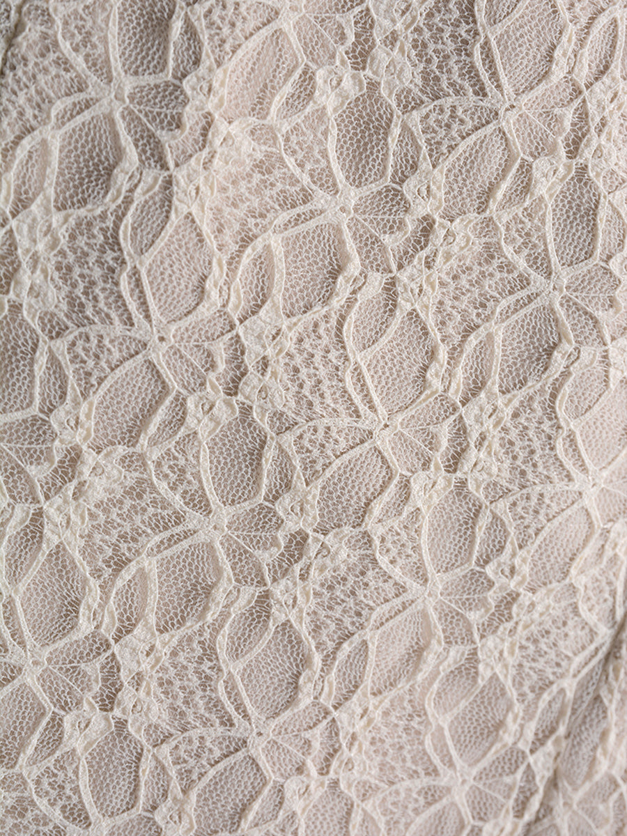 Apricot Strappy Lace Long Sleeve Top