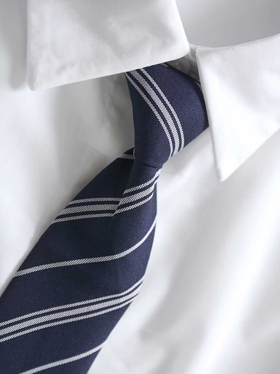 Sleeveless Dress & White Blouse Set with Tie