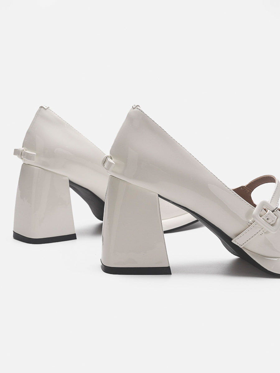 Chunky Heeled Ankle Strap Mary Jane Pumps