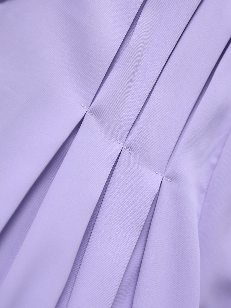Pinch Pleat Split Shirt Top with Belt