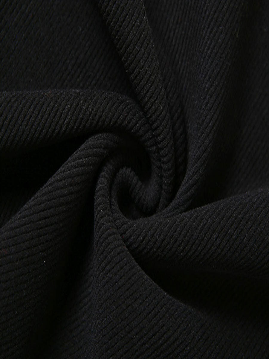 Sexy Black Irregular Hollow Pearl Chain Dress
