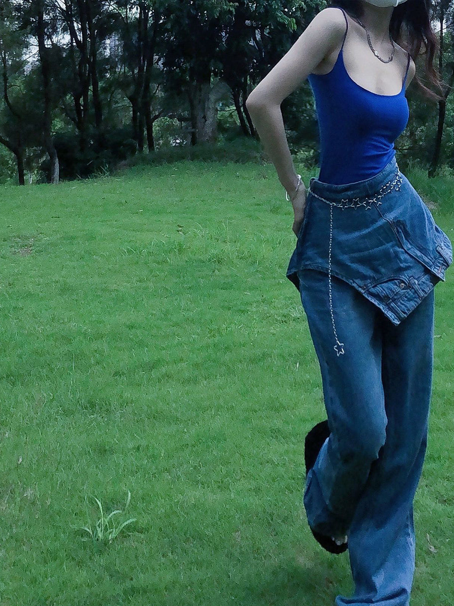 Fake Two-piece New Fashion Jeans