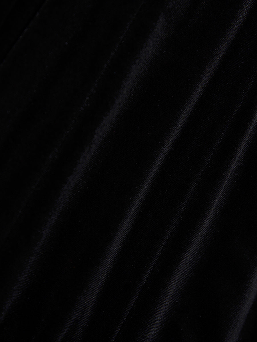 Velvet Pleated Cami Dress with Waist Chain