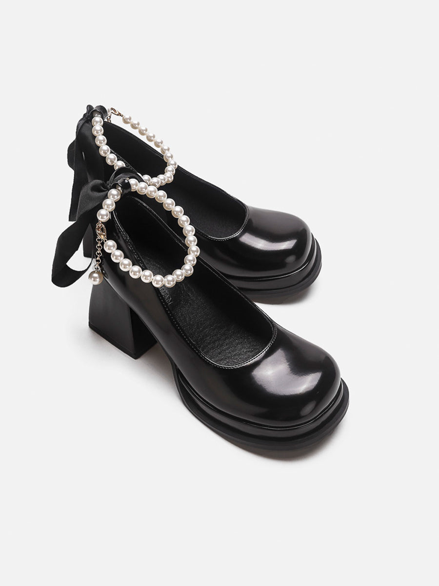 Chunky Heeled Ankle Strap Mary Jane Pumps