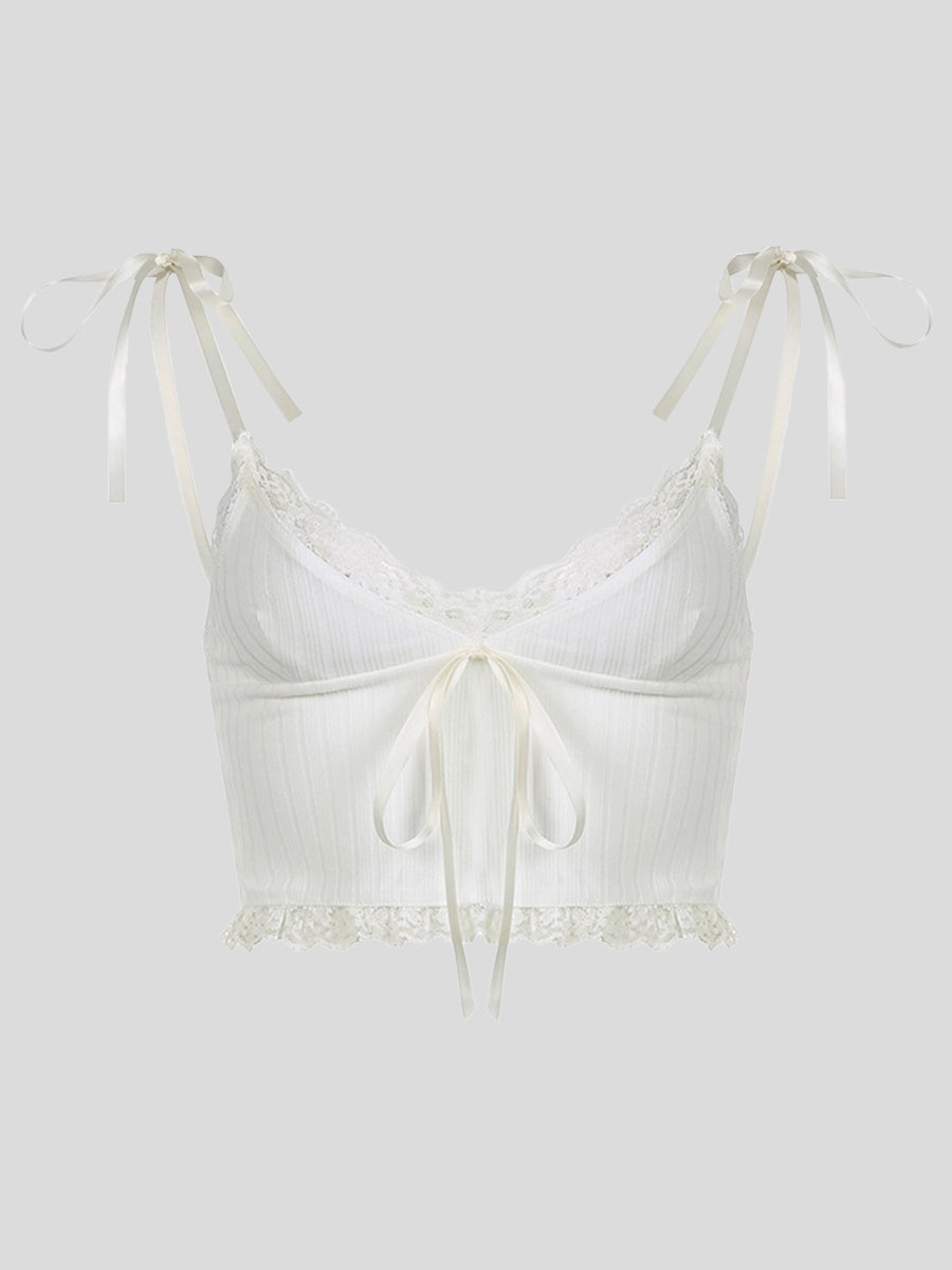 Lace Slim Elastic Crop Top