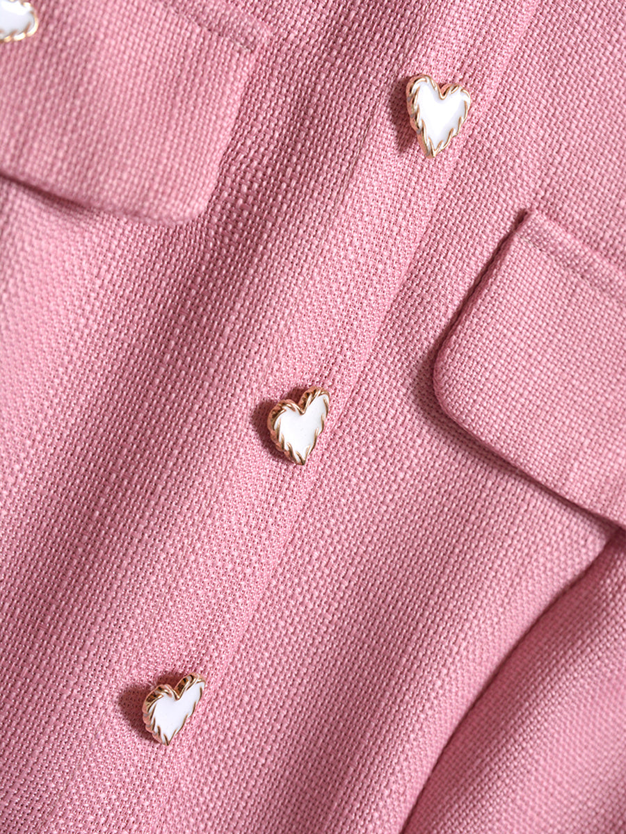 Love Button Pink Woven Dress