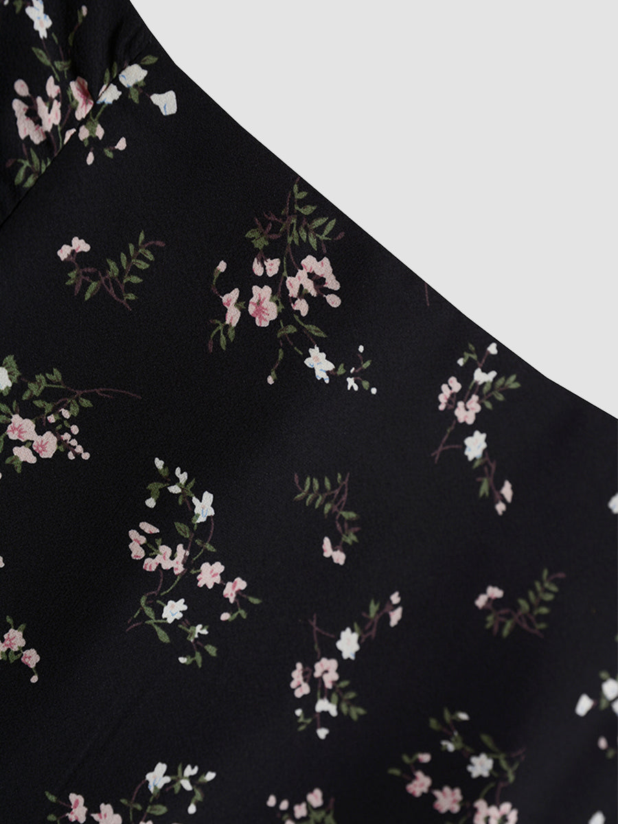 Irregular Black Floral Skirt