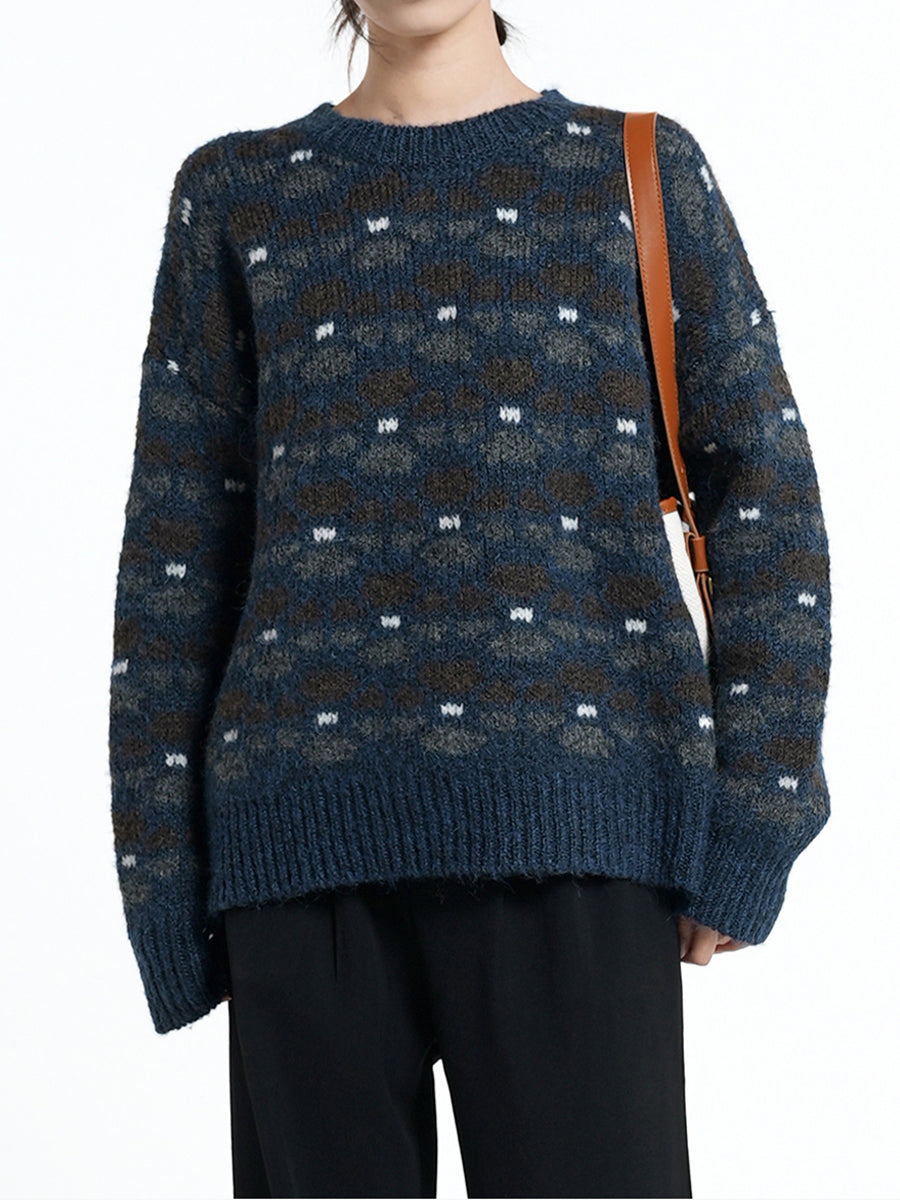 Loose Printed Knit Sweater